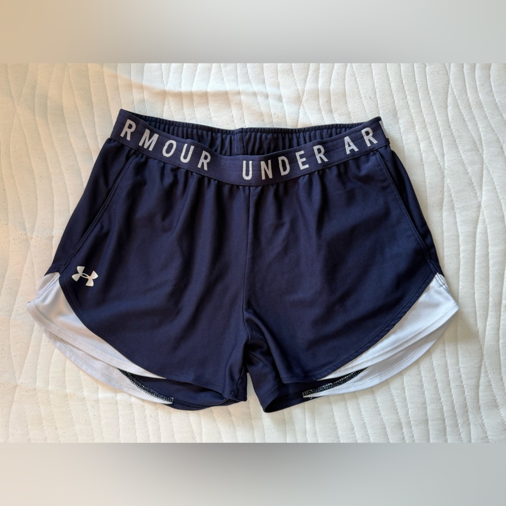 Under Armour Women's Athletic Shorts in Navy and White